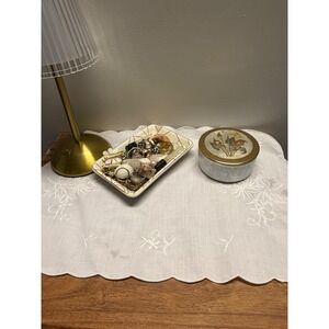 Vintage Chokin Art Ceramic Trinket Box Calla Lily Butterfly Luster Glaze Round